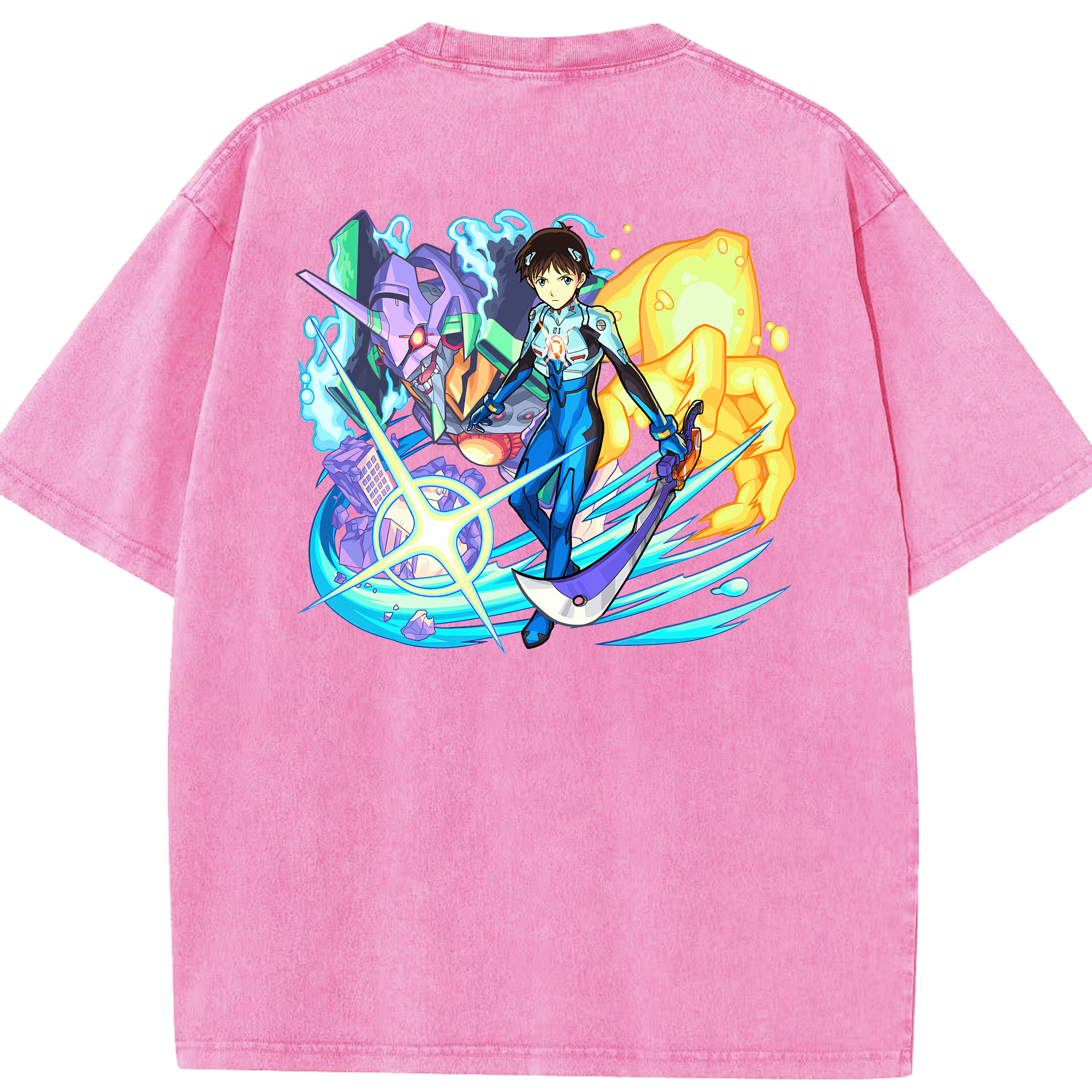 （画像用） EVA 新世紀エヴァンゲリオン 綿100% ヴィンテージ風 半袖Tシャツ（背面プリント）